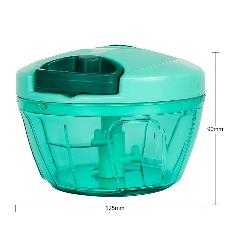 Green manual vegetable chopper with stainless steel blades and 500ml container