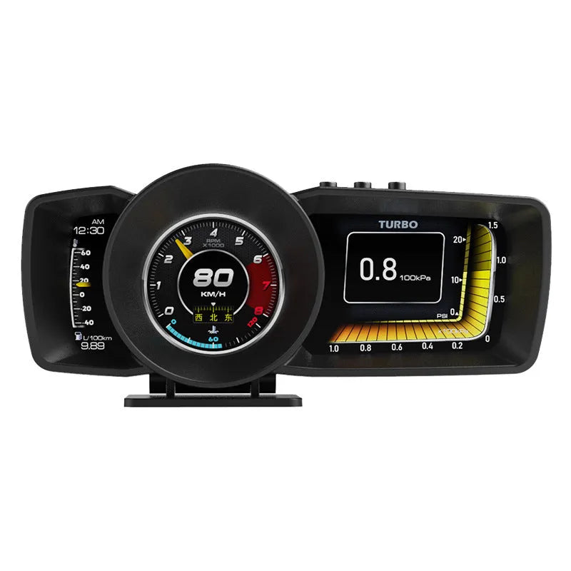 A600 OBDII car diagnostic monitor with HD TFT screen, connecting cable, and installation tools.