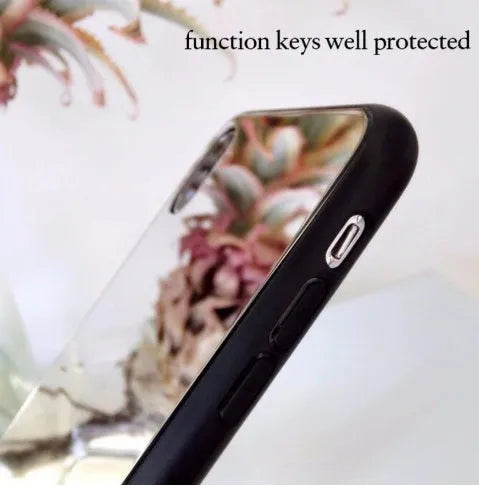 Black iPhone mirror case showing reflective surface on back, compatible with multiple iPhone models