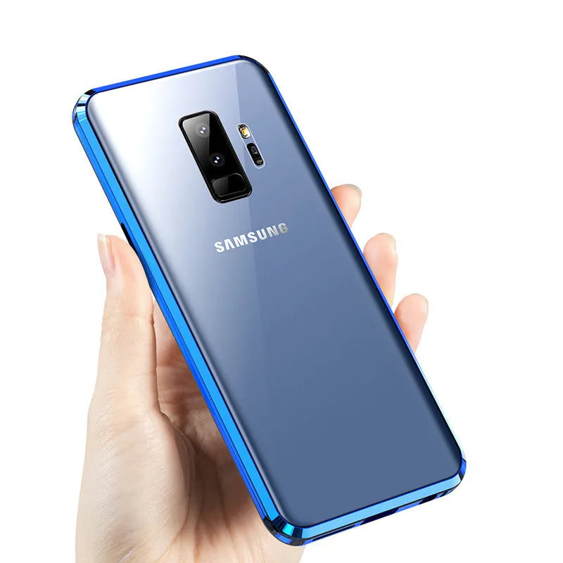 Samsung Galaxy anti-peeping magnetic phone case in clamshell design with double-sided glass