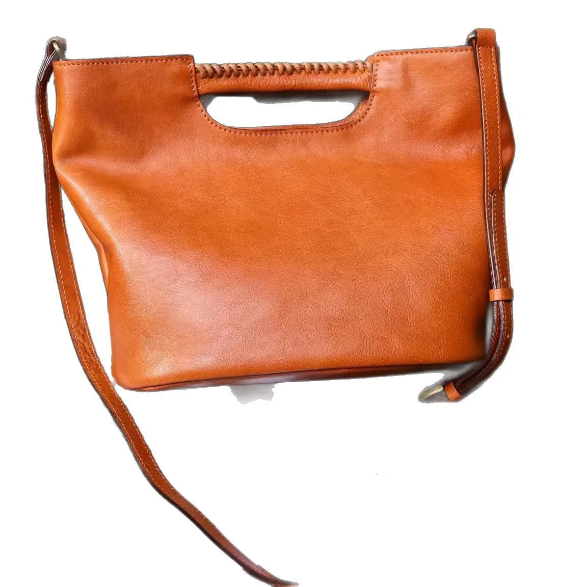 Cortex women's top grain leather crossbody bag horizontal square shape chestnut brown