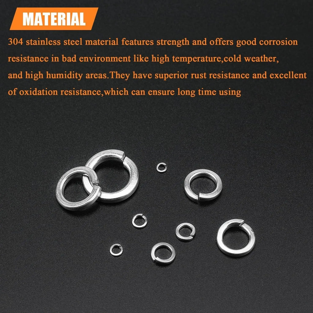 304 stainless steel spring lock washer combination box with 900-piece assortment for mechanical repairs