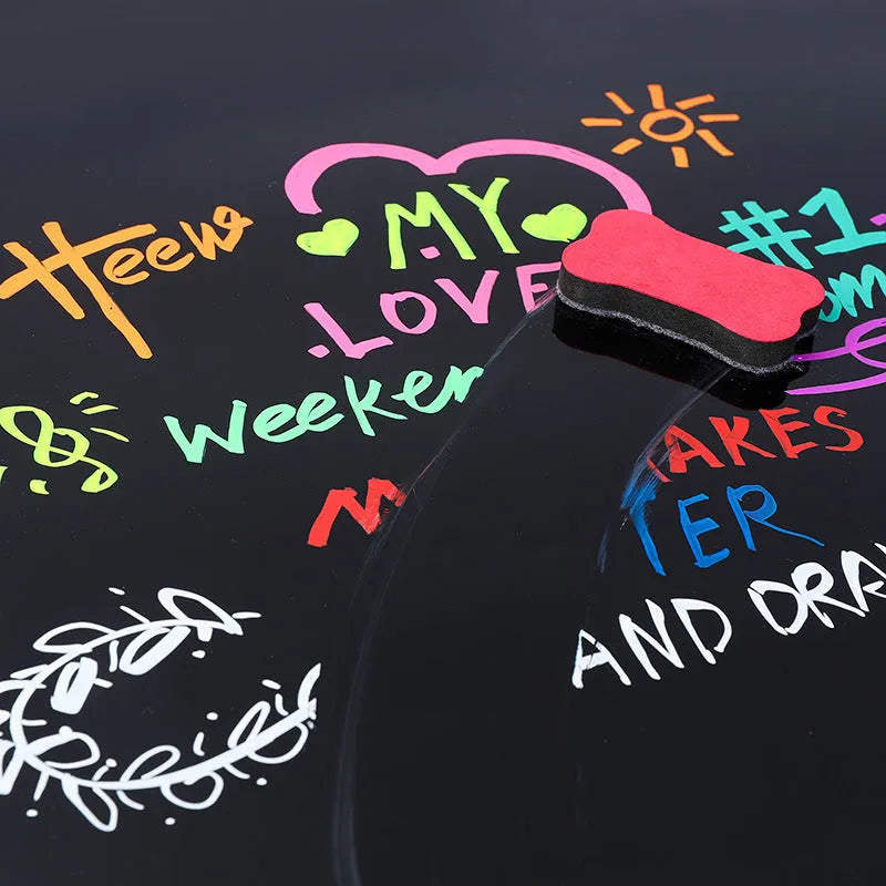 Electronic fluorescent plate highlighter pen with 6mm tip, plastic oblique body, shown with multi-colour refill set.