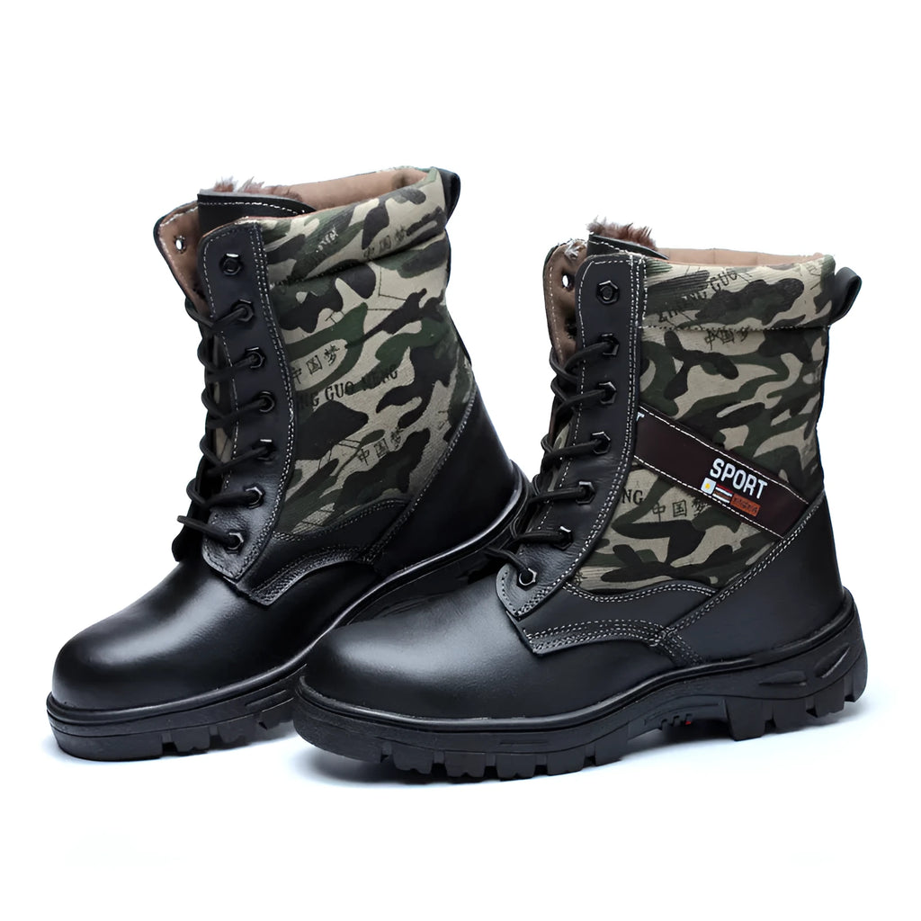 Men's cotton ankle boots in cotton colour with rubber sole