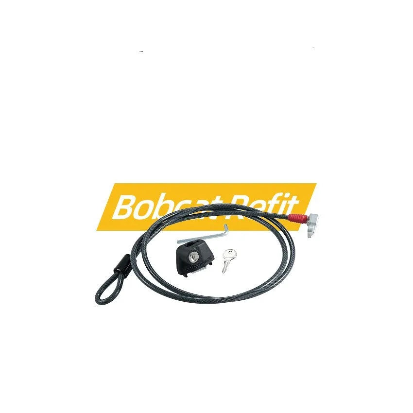 Plastic-sheathed steel cable lock for roof platform security, shown in 1200mm and 600mm length options.