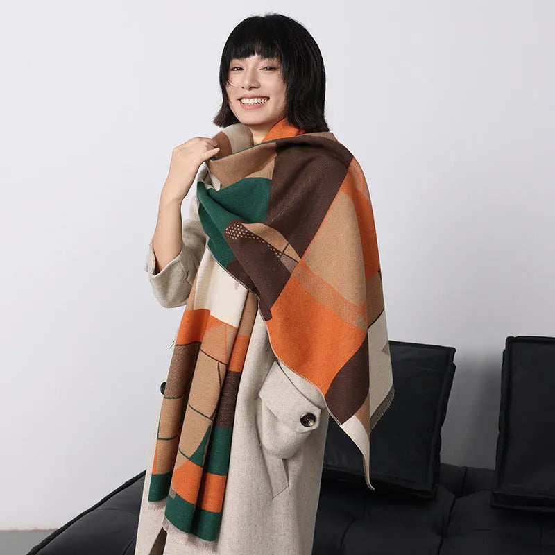 185x65cm European style autumn shawl scarf in imitation cashmere fabric showing colour options