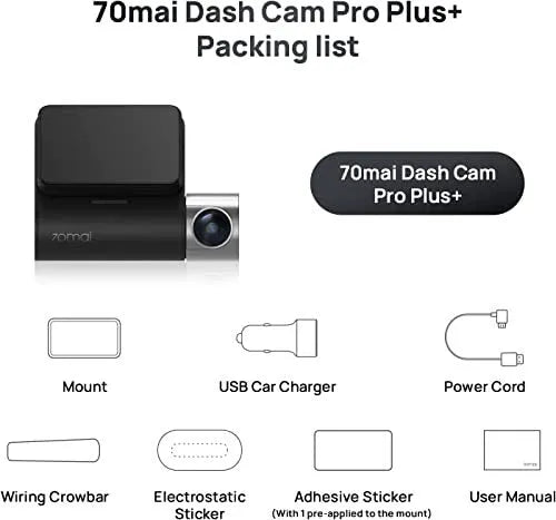 70mai A500S-1 black dash cam with 2.7K HD recording, Sony IMX335 sensor, and built-in GPS