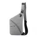 Men's black Oxford cloth chest bag worn on left shoulder with letter accent detail