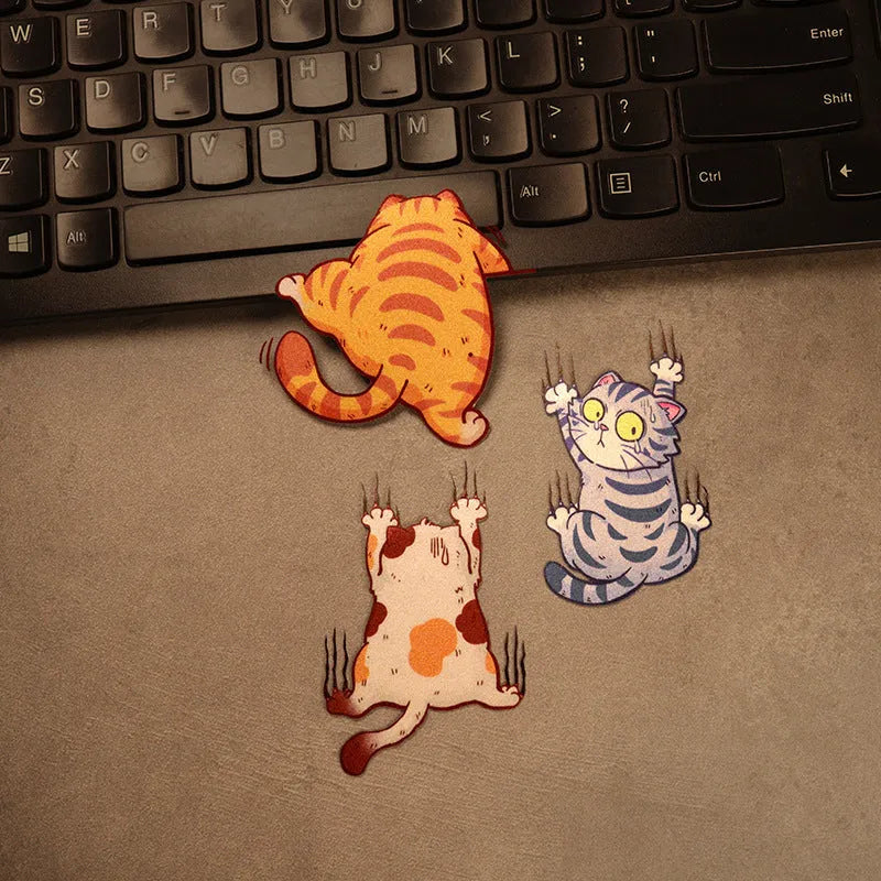 Scratch cat car sticker set three PVC decals in big medium small sizes