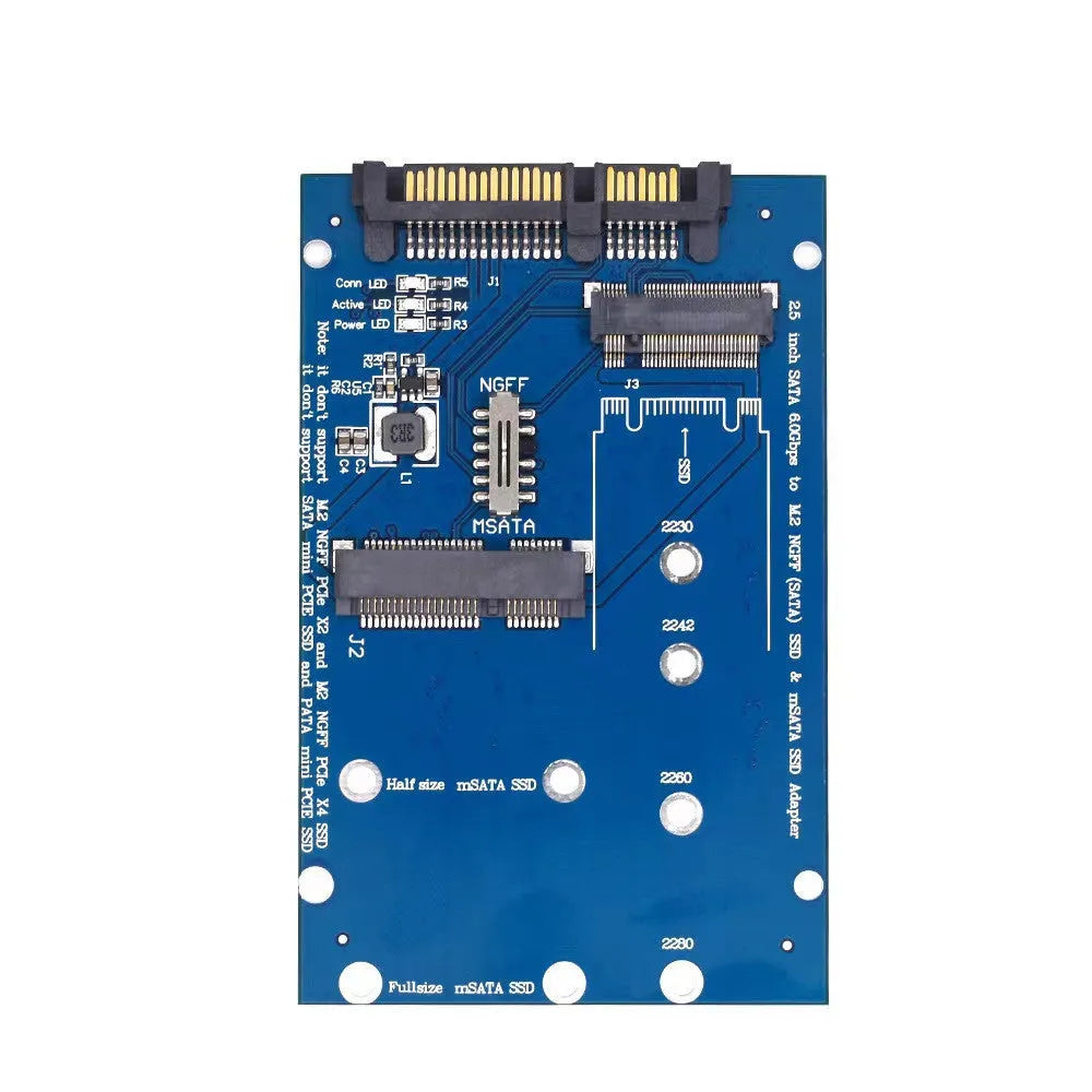 Black SATA to M.2 NGFF mSATA SSD conversion adapter card with 2.5-inch form factor