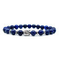 A beaded bracelet with a large 19mm tiger eye stone Buddha head as the centrepiece.