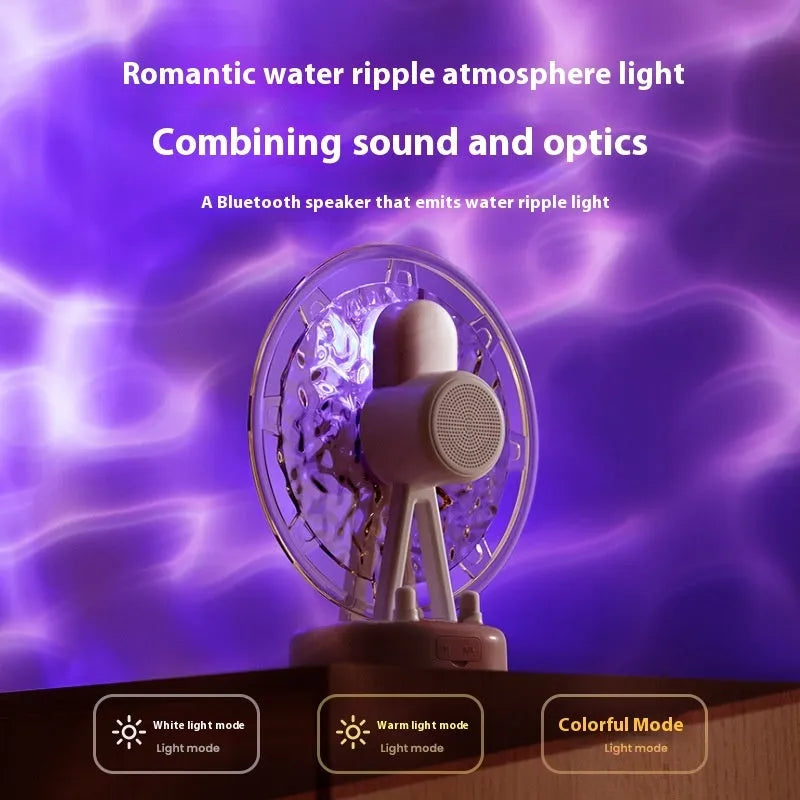 Ferris wheel design Bluetooth speaker with colourful water ripple lighting in pink or white colours