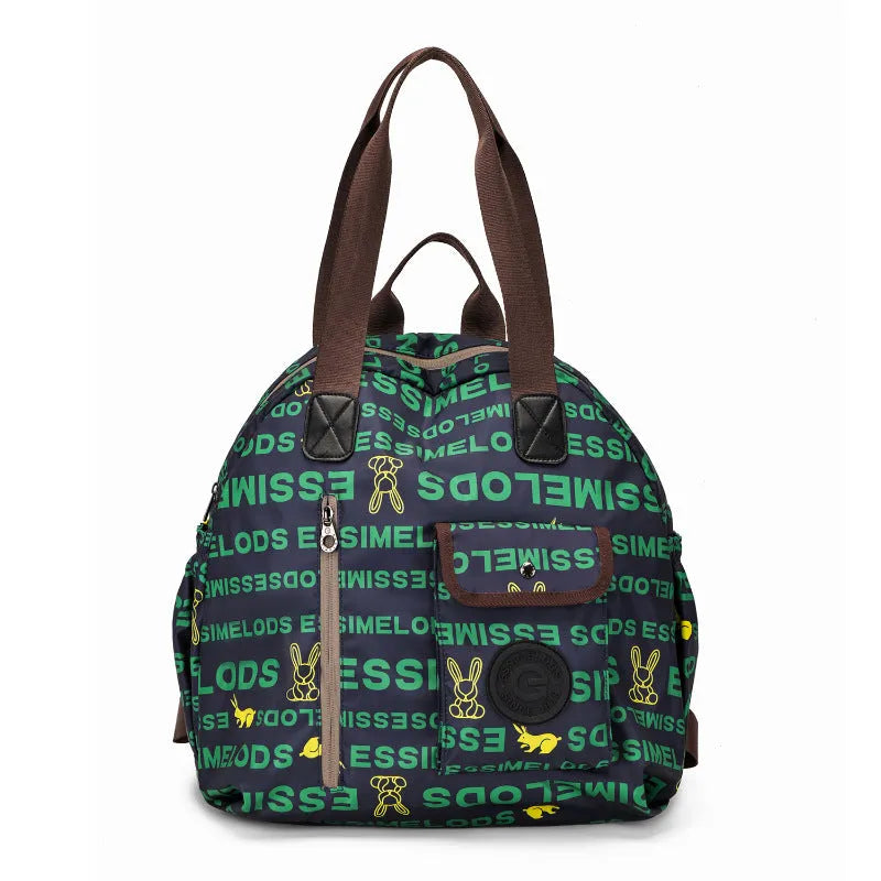 Large outdoor backpack in black, khaki, or green letters design with nylon construction