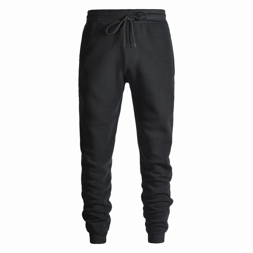 Men's straight-leg cotton sweatpants in grey, small-foot design, with tether waist closure