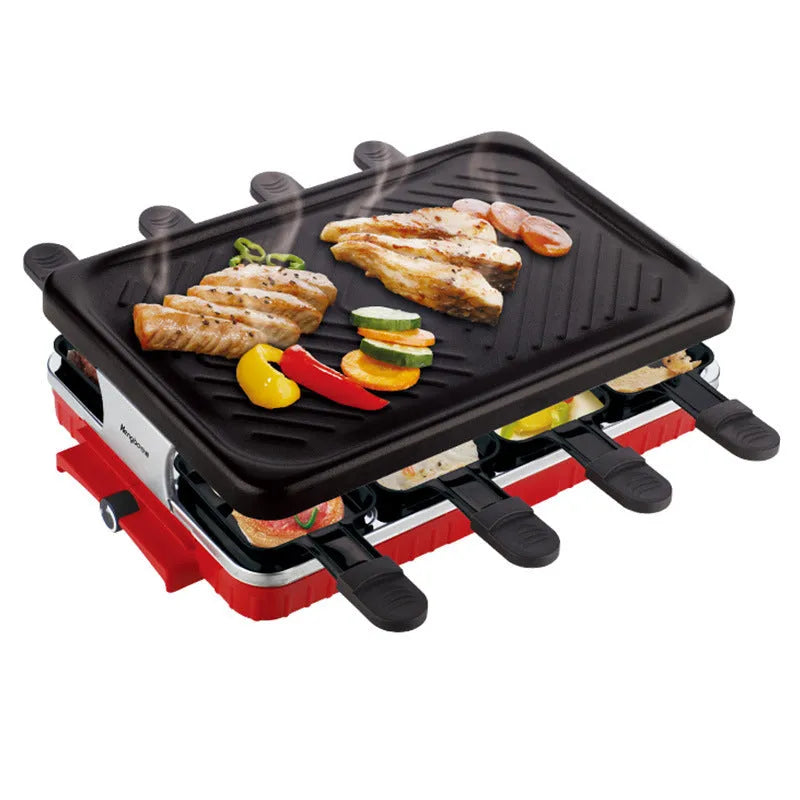 Black indoor non-stick electric baking pan 1300W split tray on countertop