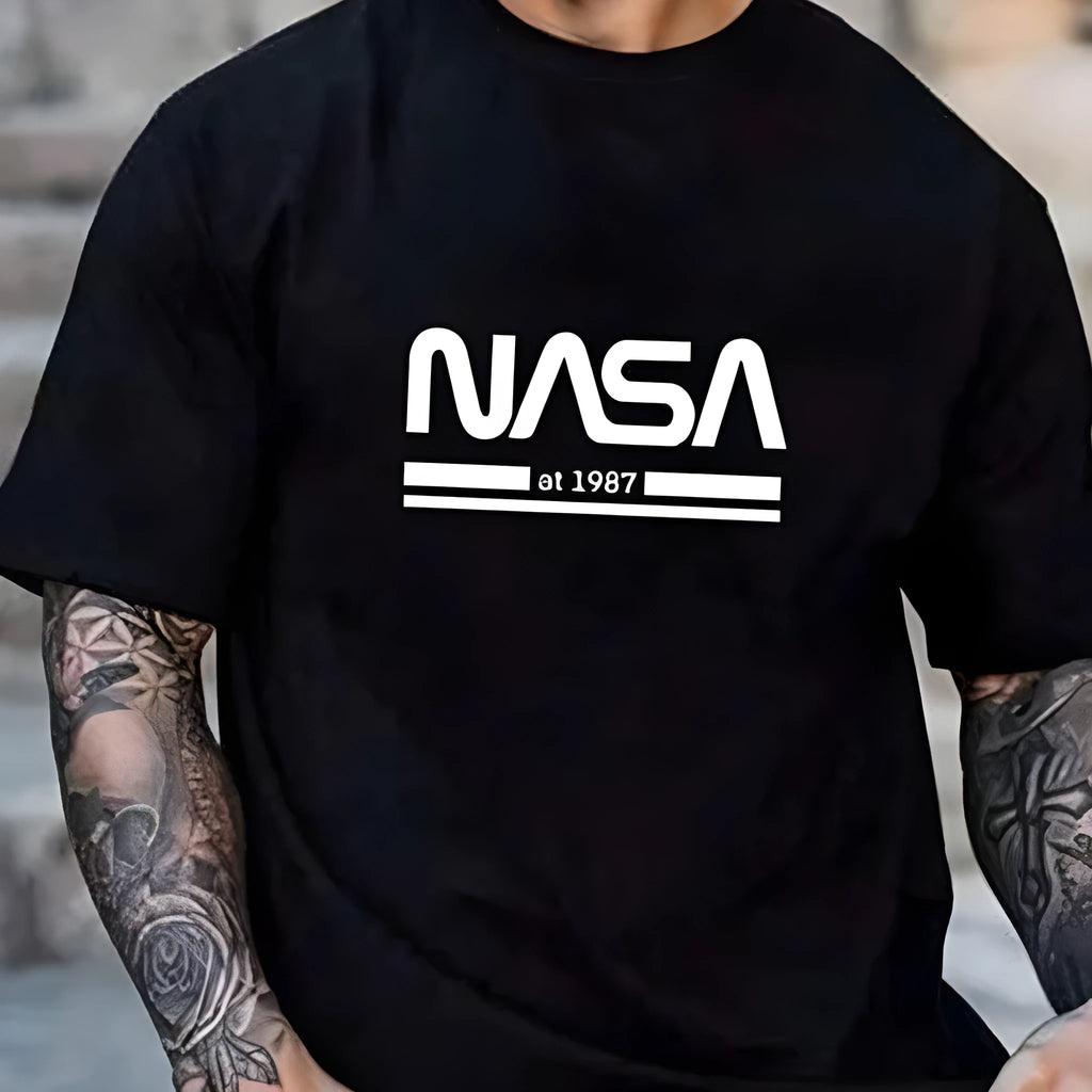 Men's slim-fit printed cotton short sleeve t-shirt shown in multiple colour options