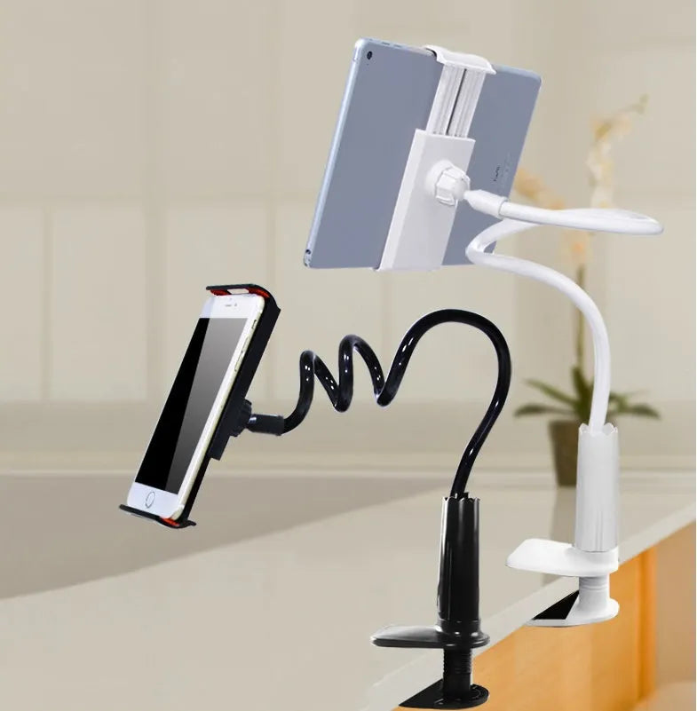 Universal lazy bracket tablet mount holder in black or white with 100cm or 70cm stretch length and 18cm by 25cm bag