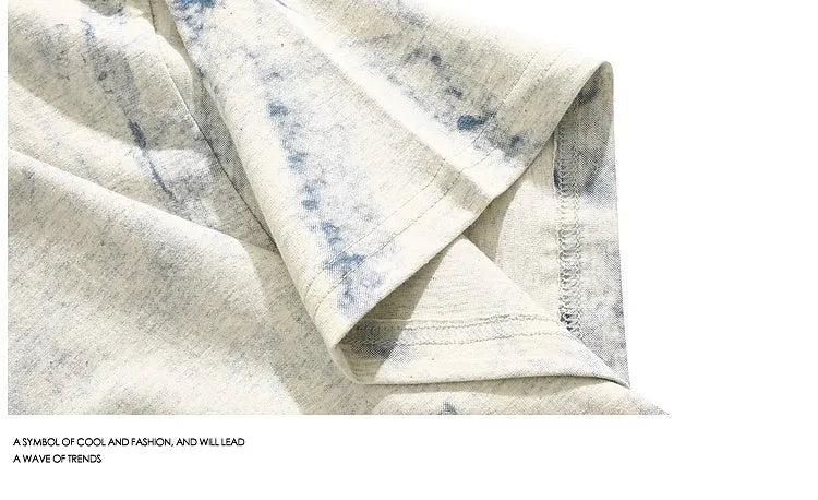 Grey loose fit short sleeve T-shirt with full coverage tie dye paint printing pattern