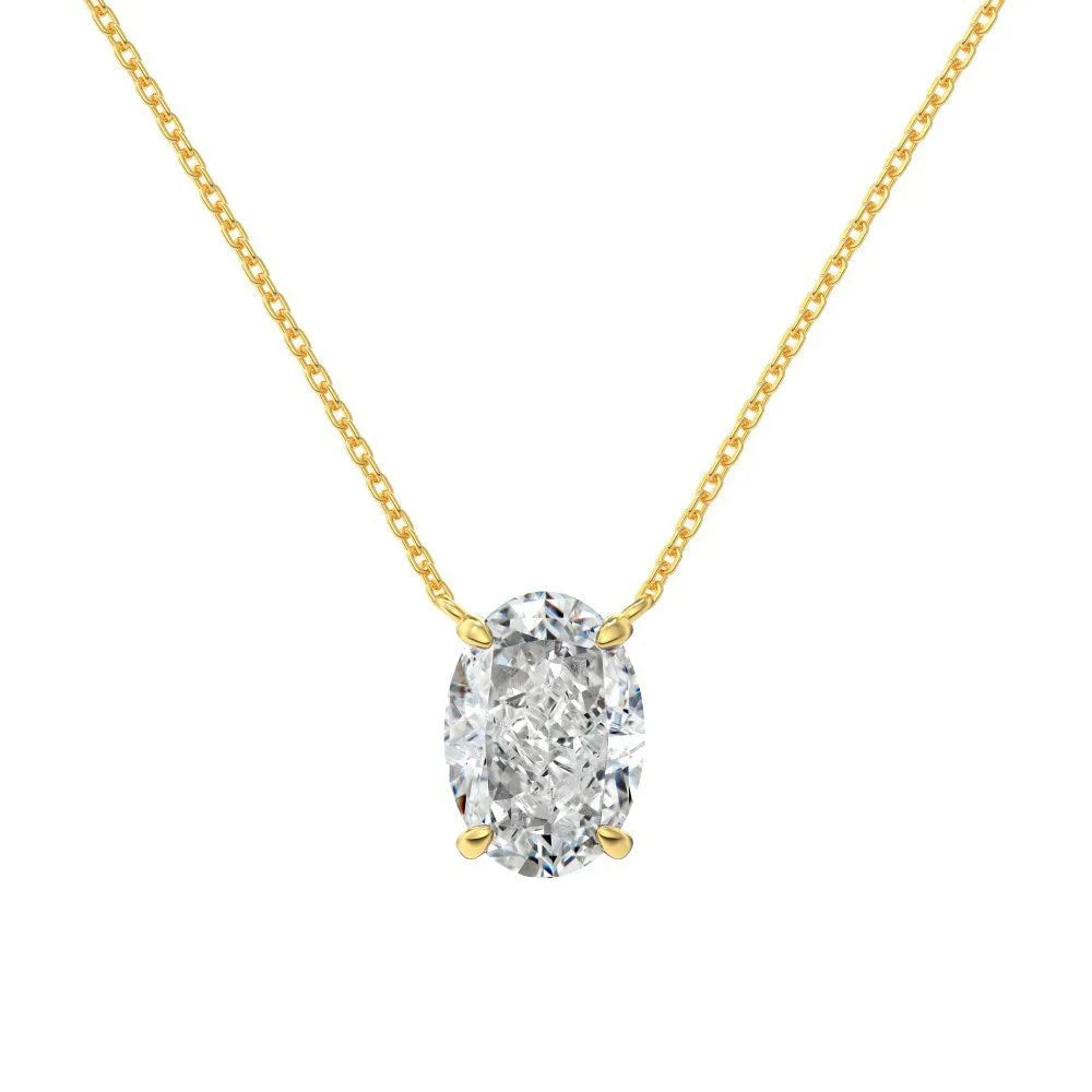 S925 sterling silver necklace with geometric oval ice flower pendant in gold or platinum plating