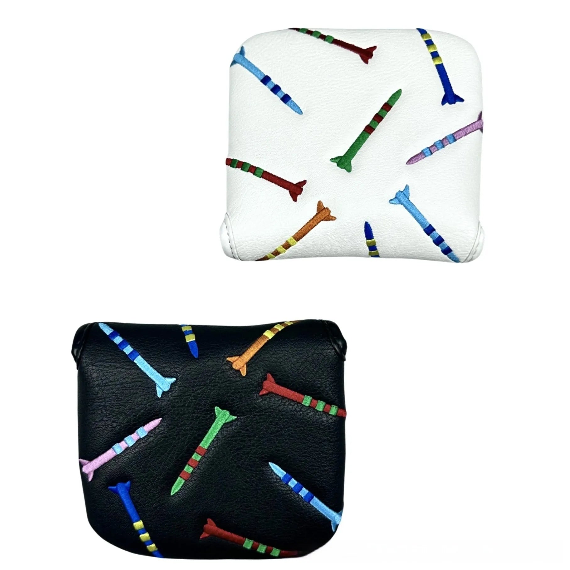 Square golf putter protective sleeve with rocket pattern design in PU leather
