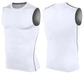 Men's black polyester fitness gym vest with sleeveless design, shown front view