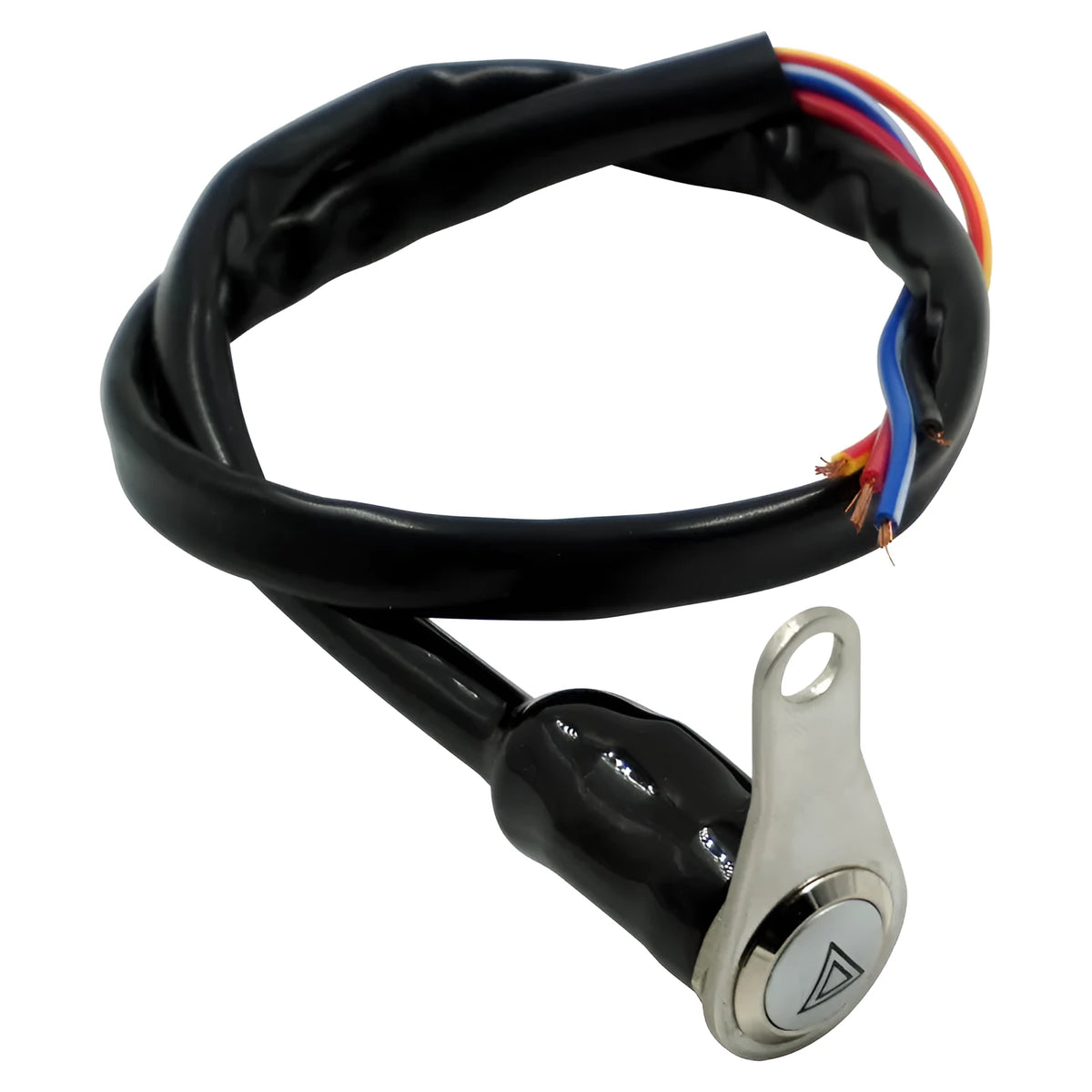 Black stainless steel double flashing motorcycle switch with light ring and 7mm aperture