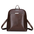 Women's fashion PU backpack in Black with shoulder strap and fabric lining, front view