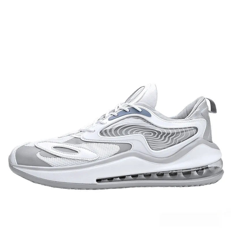 Men's air cushion summer shoes in Space Black with breathable mesh upper and rubber sole