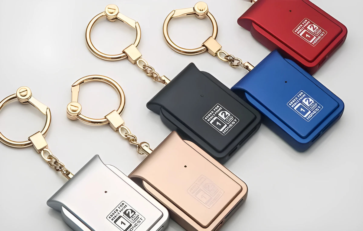 Bluetooth dual SIM adapter keychain for iOS in various colours with Nano SIM slot and Micro USB port