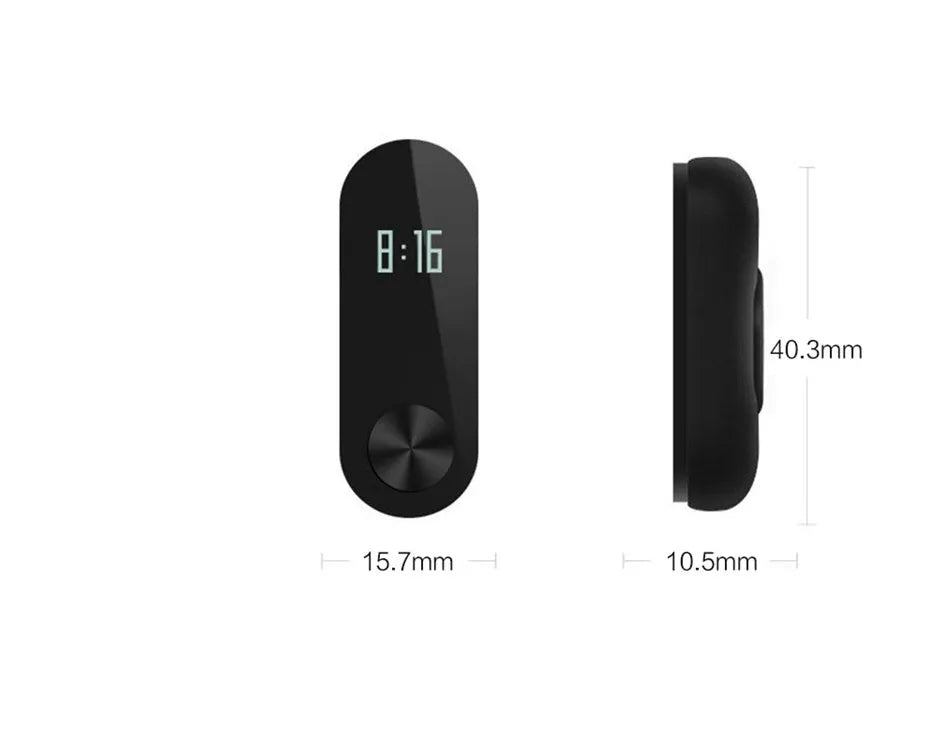 Xiaomi Mi Band 2 black fitness tracker with OLED touchscreen display on wrist