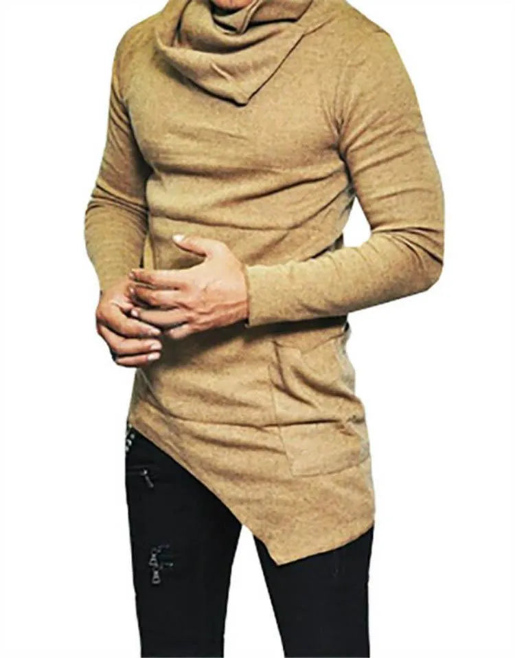 Men hip hop long sleeve tee in black modal fabric, front view