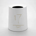 Creative Nordic plastic trash can with decorative pattern in a home setting
