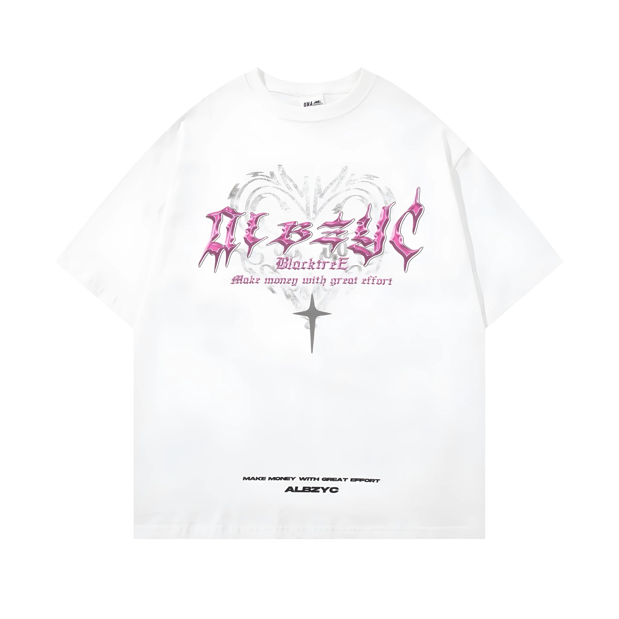 Men's loose fit cotton T-shirt with retro printed design in black or white