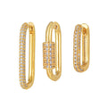 Geometric ear clip set with micro inlaid zircon stones in gold and white colour options