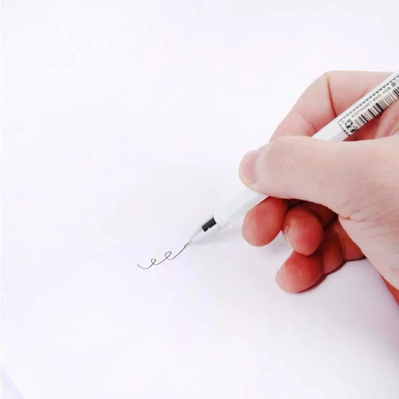 Full needle tube carbon signature pen with 0.35mm fine tip, black ink, plastic body, 140mm length, three pens