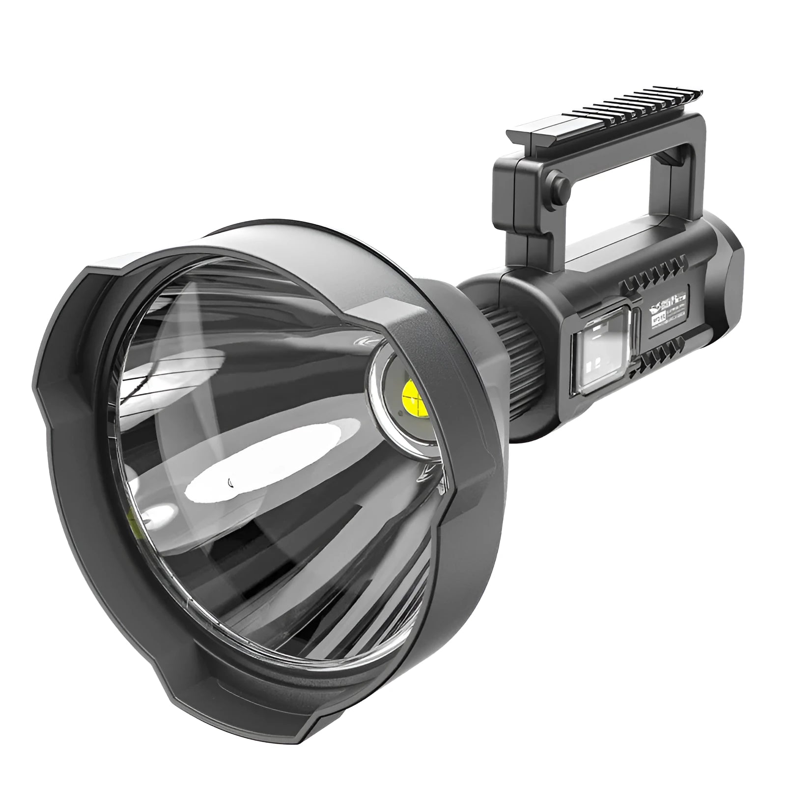 Black camping rechargeable LED searchlight 25W 6600mAh ABS with hand-pressure generator