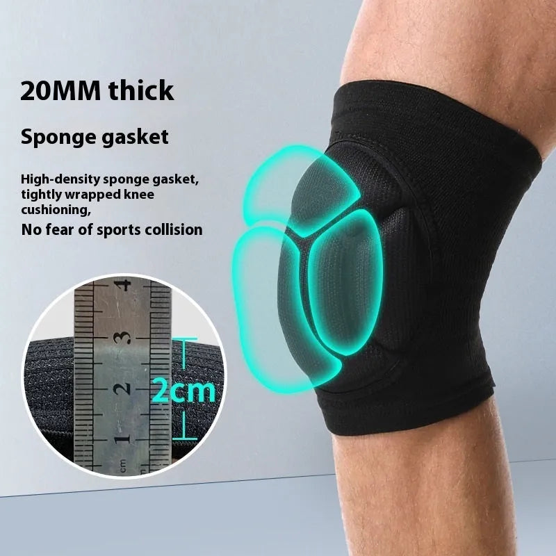 Black and blue thick sponge dance knee pads with polyester construction for sports protection