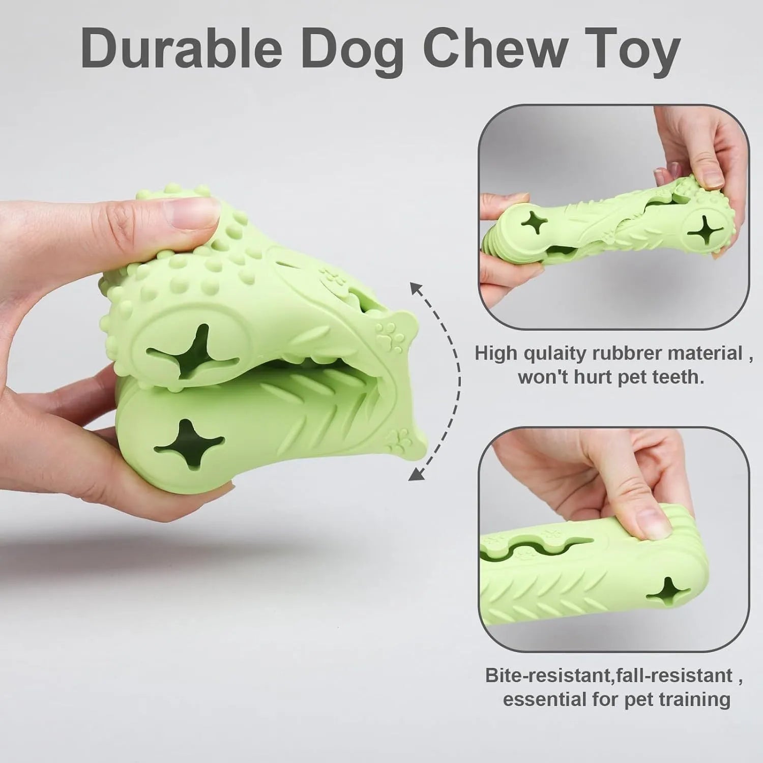 Blue bone-shaped natural rubber dog chew toy for aggressive chewers with textured surface