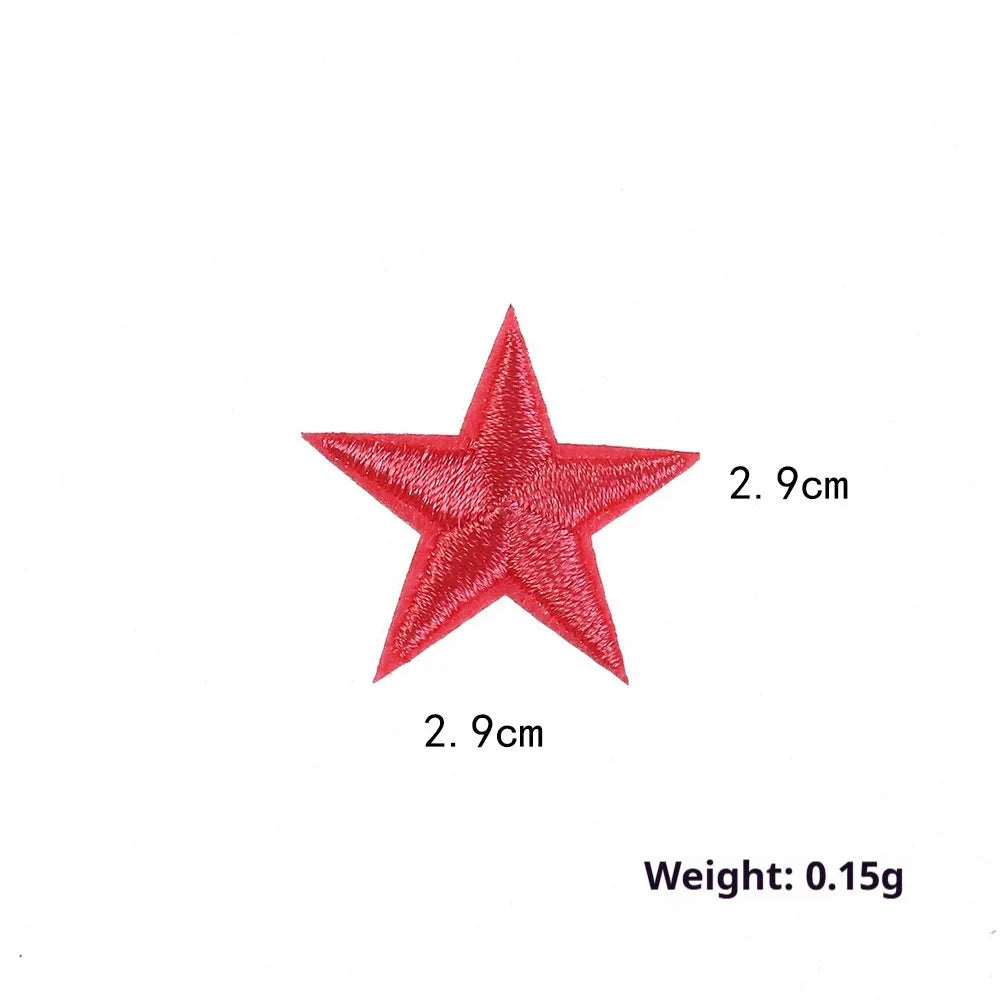 Colourful five-pointed star embroidery label cloth stickers for clothing decoration in multiple colour options