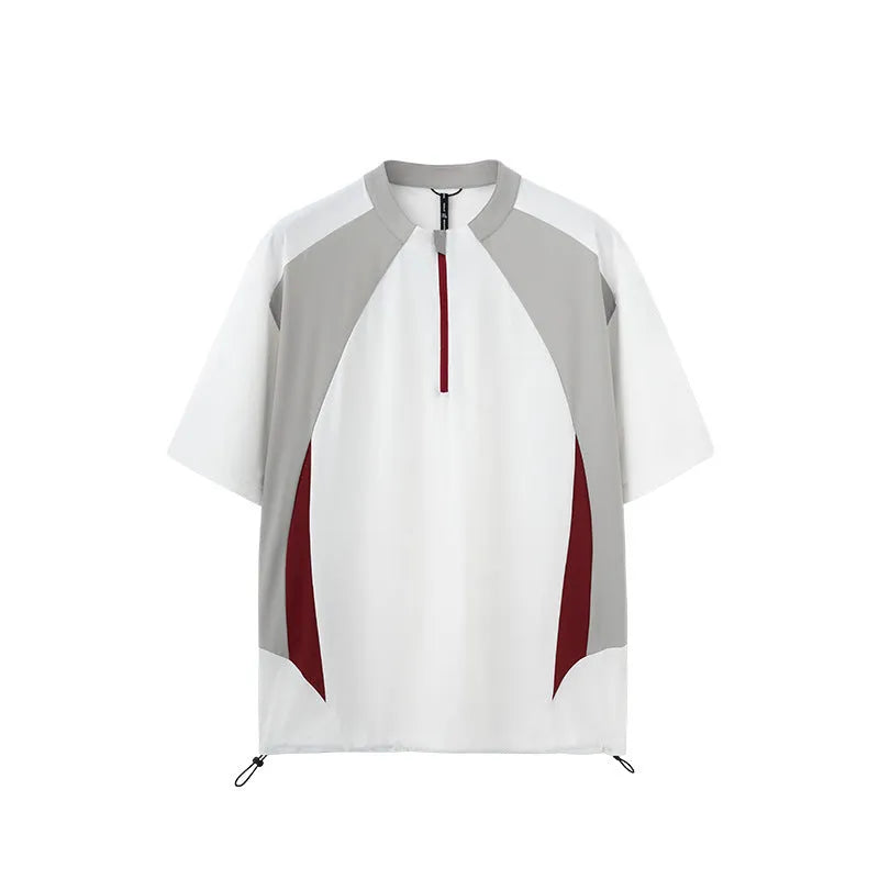 Men's lightweight polyester casual top in black and beige with long sleeve and short sleeve options