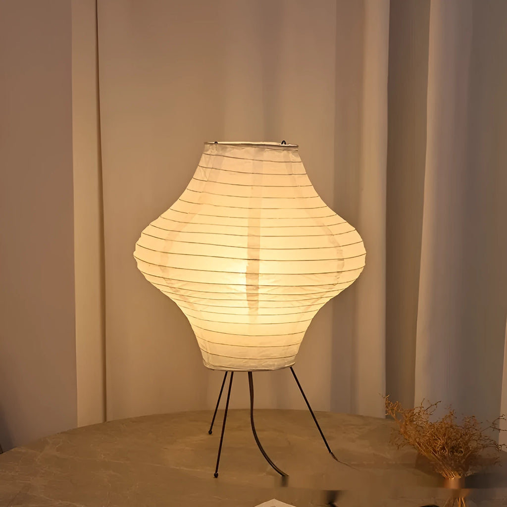 Japanese-style decorative table lamp with white Xuan paper shade and three-colour LED light.