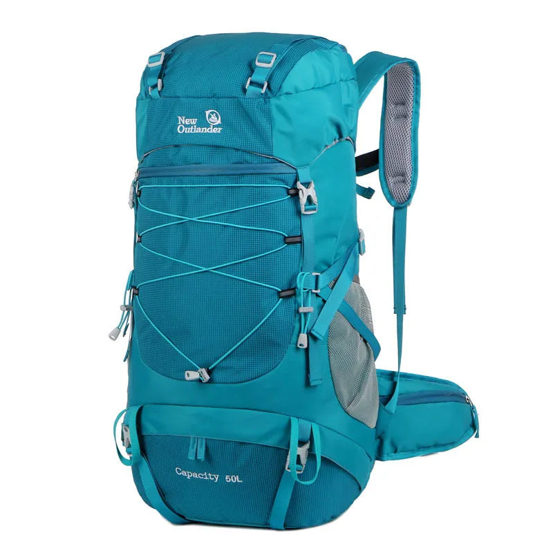 50L nylon mountaineering backpack in Army Green for outdoor hiking