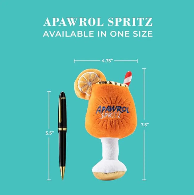 Yellow plush beer bottle squeaky dog toy with teeth-cleaning feature measuring 7cm