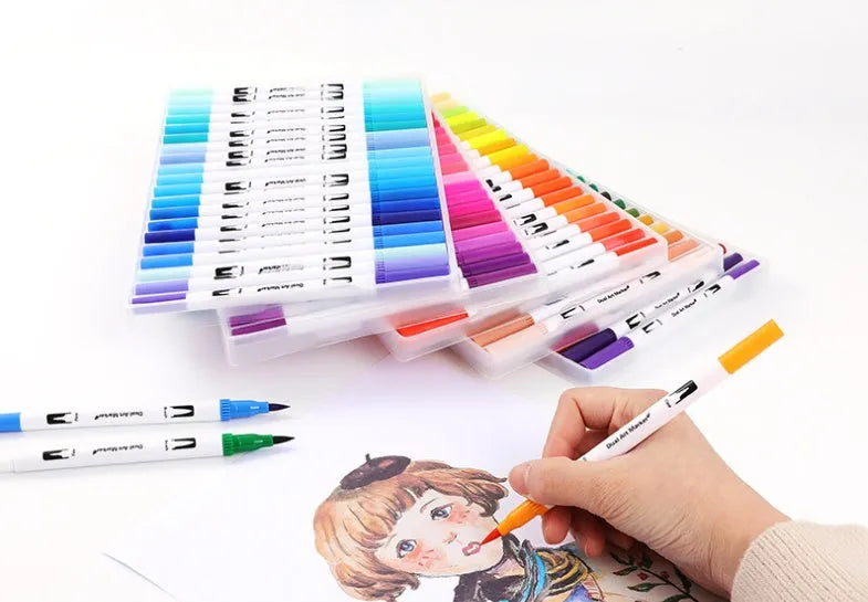 Set of watercolour pens in plastic casings suitable for painting and promotional giveaways