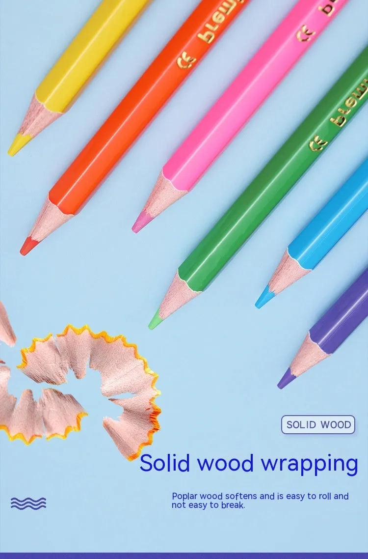 Wooden colour pencil set with double head brush tips in 12 or 24 colour options