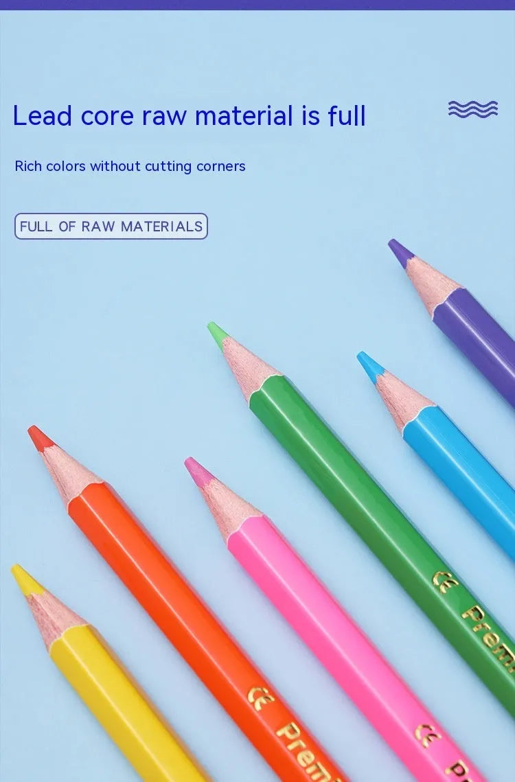 Wooden colour pencil set with double head brush tips in 12 or 24 colour options