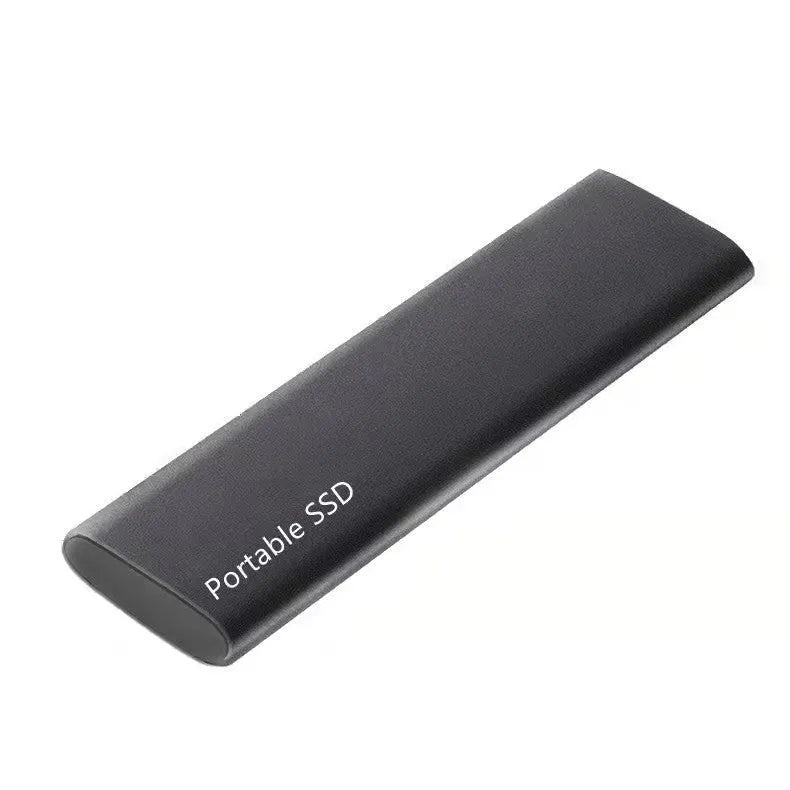 Ultra-thin metal mobile SSD external hard drive showing multiple capacity options and colour interfaces