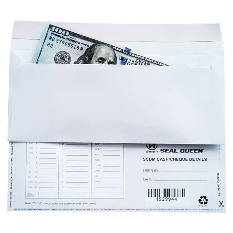 Blue tamper-evident security envelope with self-adhesive closure and anti-opening design