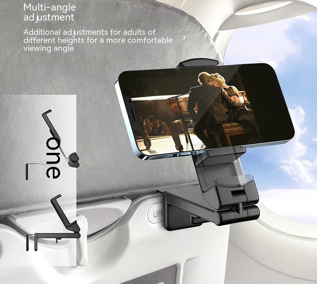Black foldable universal phone holder with rotating body stand for mobile devices