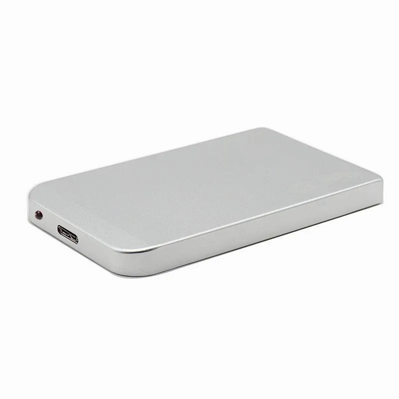 External portable hard drive with metal shell, black, 120mm x 80mm x 15mm, USB connection